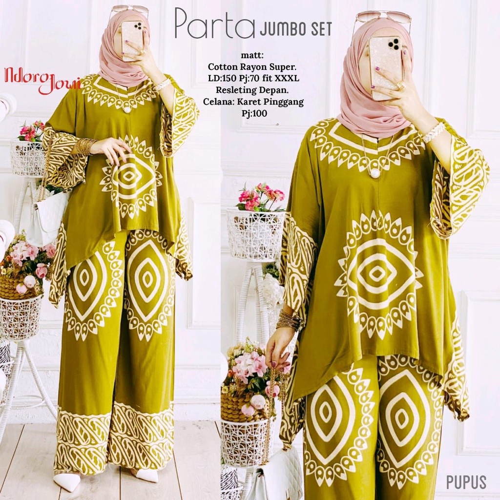 SETELAN RAYON JUMBO LD 135 CM PARTA BIG SET WAKA RESLETING DEPAN BUSUI RAYON SUPER