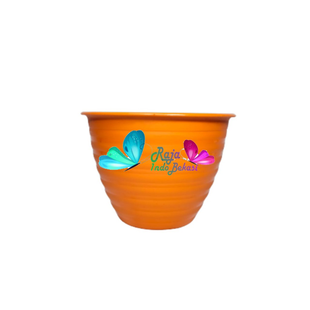 Pot Tawon Mdn 18 Warna Biru Orange Hijau Pink Kuning - Pot Plastik 18CM Vas Pot Bunga Tawon Bulat