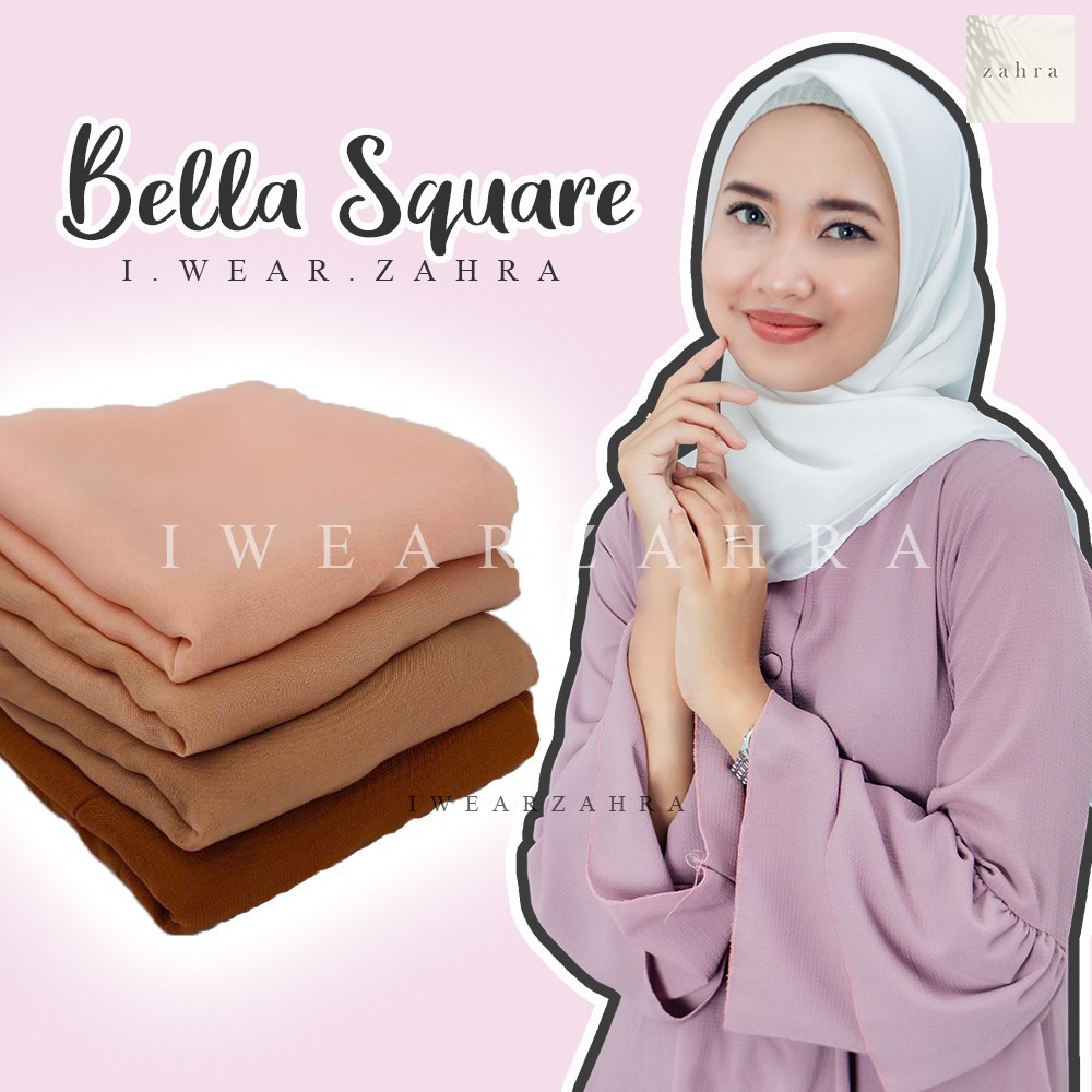 HIJAB BELLA SQUARE - Jilbab Segiempat Jahit Tepi Polycotton Kerudung Segi Empat Potton Premium