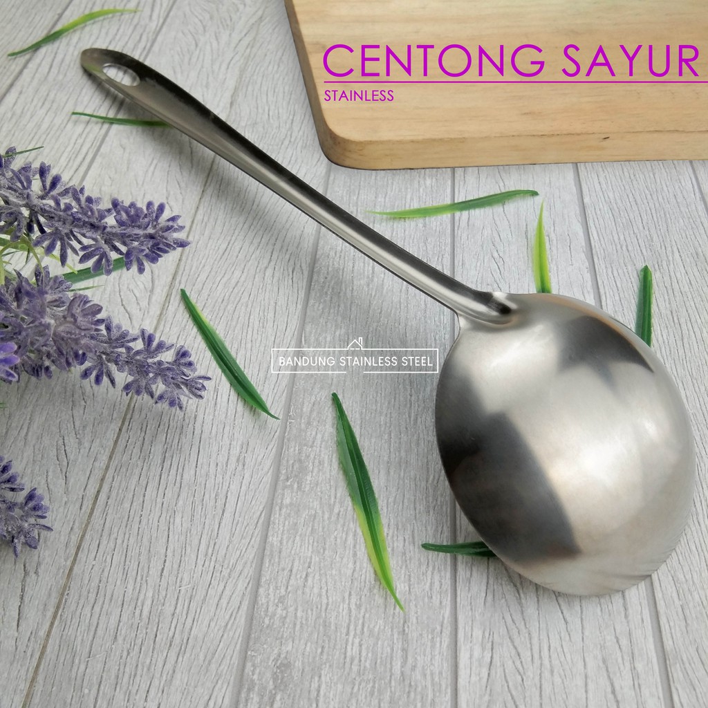 Centong sayur sendok kuah soup sup ladle tebal stainless 30cm murah Lubang Non-Lubang