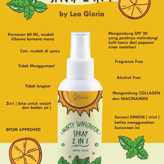 LEA GLORIA MINTY SUNSCREEN SPRAY 2 IN 1 60ml