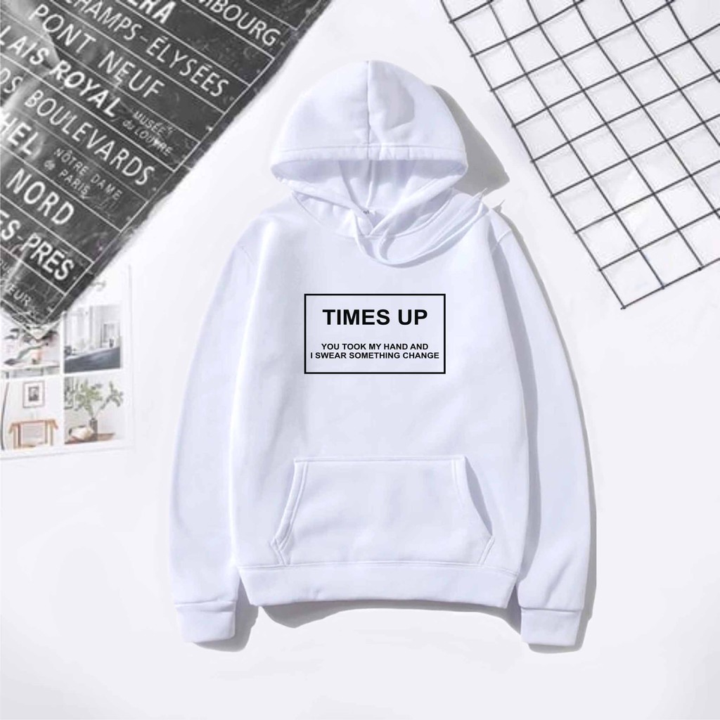 FenishaStore Sweater Hoodie Pria Dan Wanita TIMES UP Kantong Depan Bisa Bayar Ditempat COD