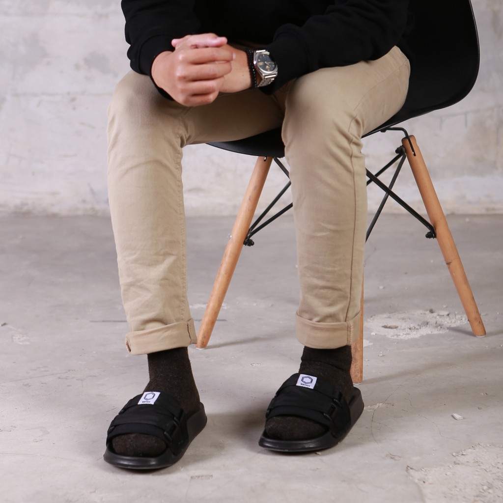 CROSS BLACK | FORIND x BENZY | Sandal EVA Ringan Slop Santai Simple Pria/Men Sendal Footwear Ori