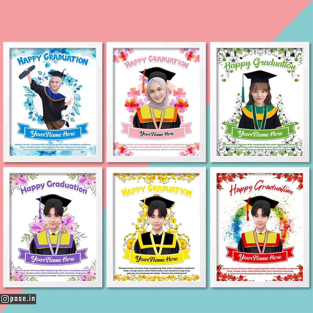 JASA EDIT FOTO WISUDA TEMA BUNGA BINGKAI UCAPAN SOFTFILE