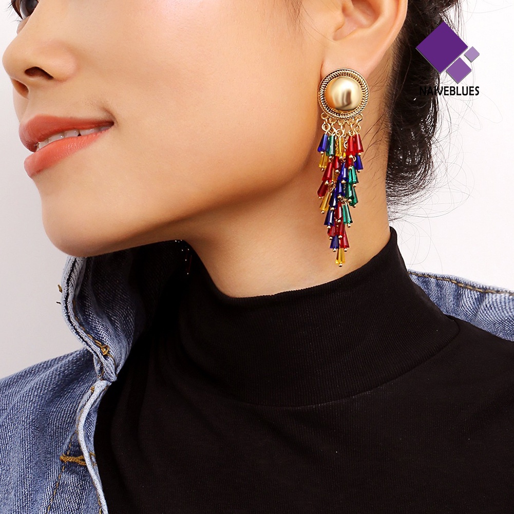 Anting Stud Drop Bahan Alloy Warna-Warni Untuk Wanita