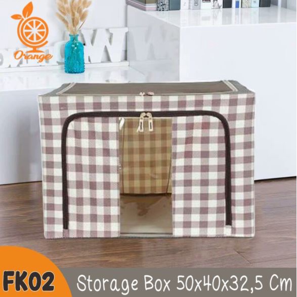 WHI Kotak Penyimpanan Multifungsi Organizer Serbaguna Storage Box 66L Double Zipper Frame Baja Large Besar Multifungsi Termurah