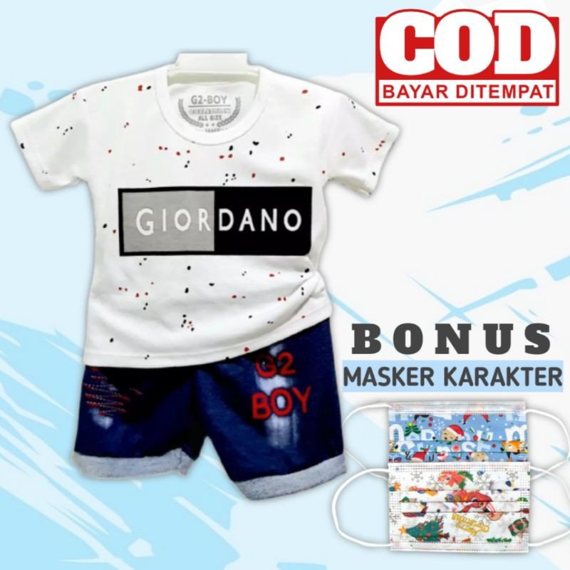 Setelan Baju Anak Laki Laki Murah - Size 0-12 Bulan - Kaos Giordano Bayi Balita - Baju Anak Murah