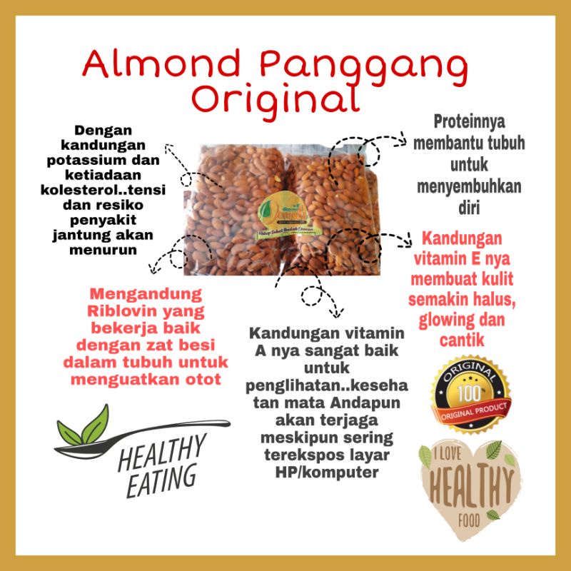 

Kacang Almond Panggang Kupas Original Renyah