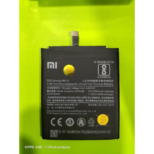 Baterai | Battery | Batre Redmi 5A | Baterai BN 34 Original