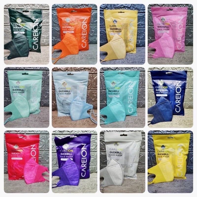 BARU Masker Duckbill Garis 4ply Careion Rainbow Nude isi 10pcs/ Masker duckbill careion garis