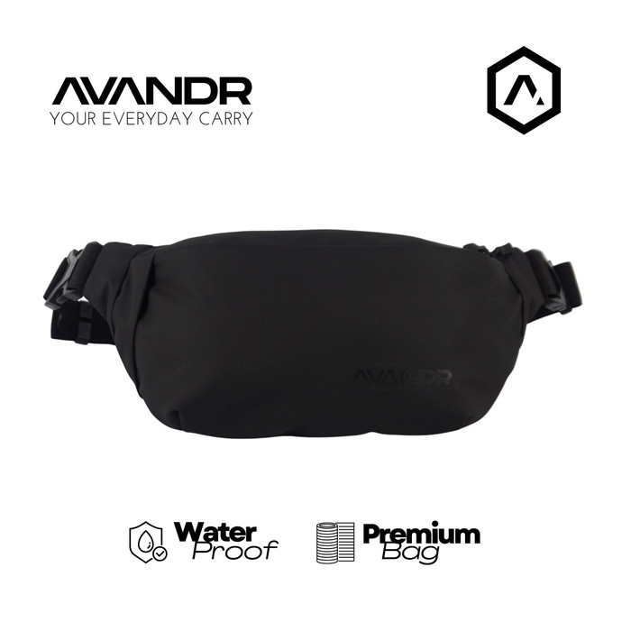 PROMO BISA COD TAS SELEMPANG PRIA AVANDR 2X Black Matte Waist Bag Tas Pria Medium Waterproof Multifu