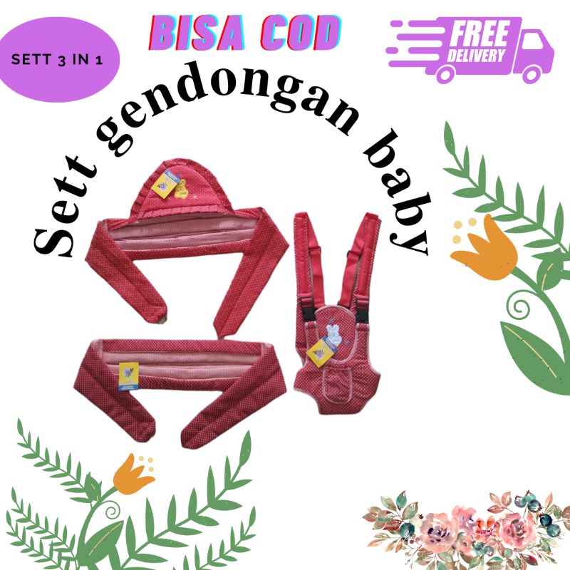 gendongan bayi / sett 3 in 1 gendongan baby termurah/ gendingan samping topi+ samping polos / ransel bordir