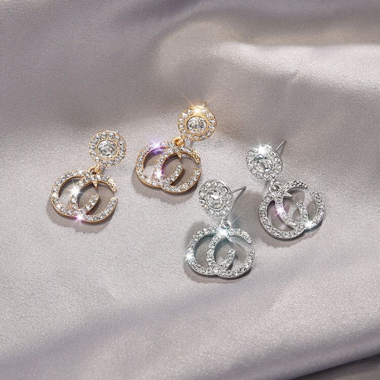 HBS 034 Anting Wanita Tusuk Bentuk Bulat Hias Kristal Women Earrings Korea Aksesoris Fashion 034 - A