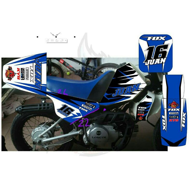 decal mini trail loncin 50cc biru