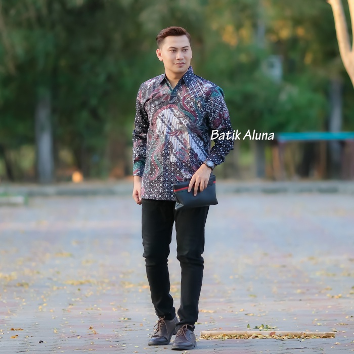 Atasan Batik Pria Lengan Panjang Baju Kemeja Batik Pria Lengan Panjang Premium Jumbo ASD 102