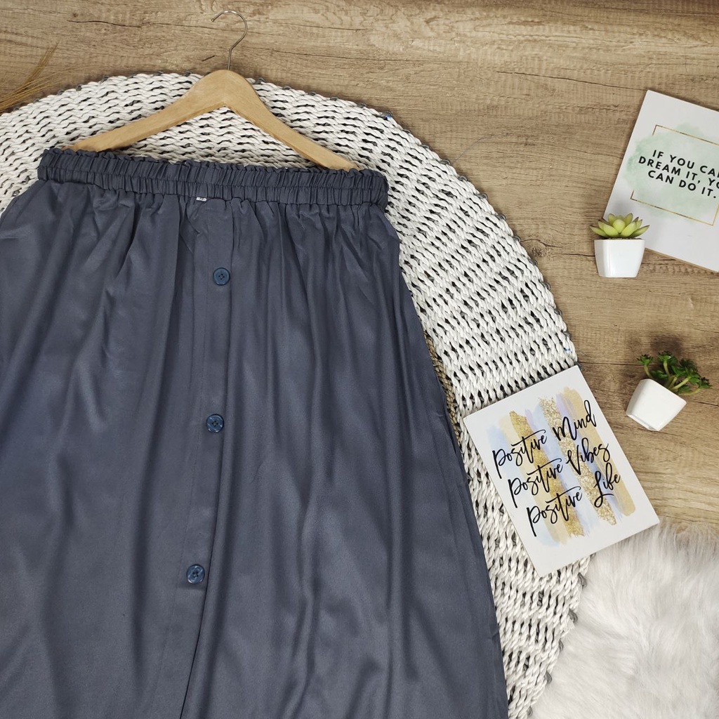 ROK SUPER JUMBO 100KG KE ATAS BUTTONSKIRT BIGSIZE - BISA COD - BUMIL - BAHAM ADEM GAK NERAWANG-ABU TUA