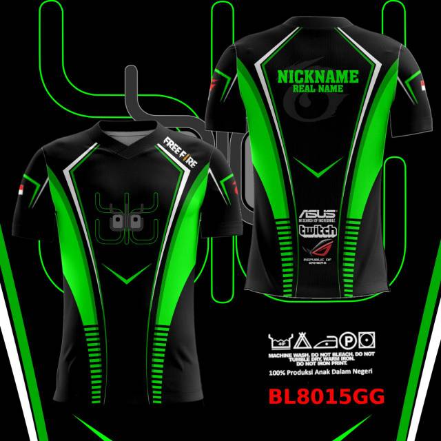 Kaos jersey Game custom esports freefire mobile legend pubg BL8015GG fullprint custom logo
