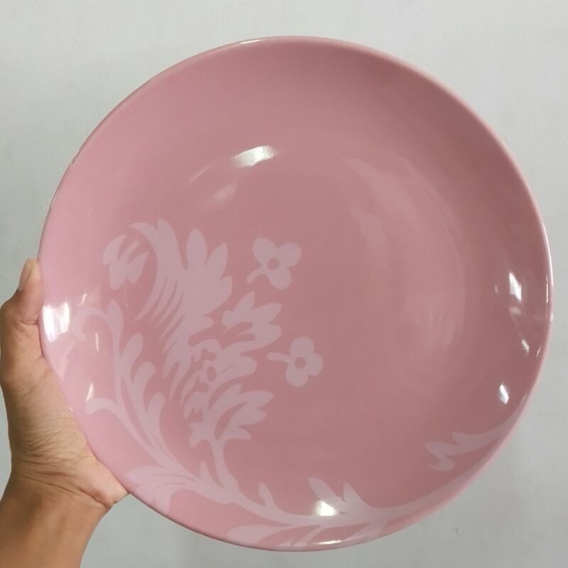 PINKY DINNER PLATE PIRING KERAMIK SANGO CANTIK MOTIF BUNGA WARNA MERAH MUDA