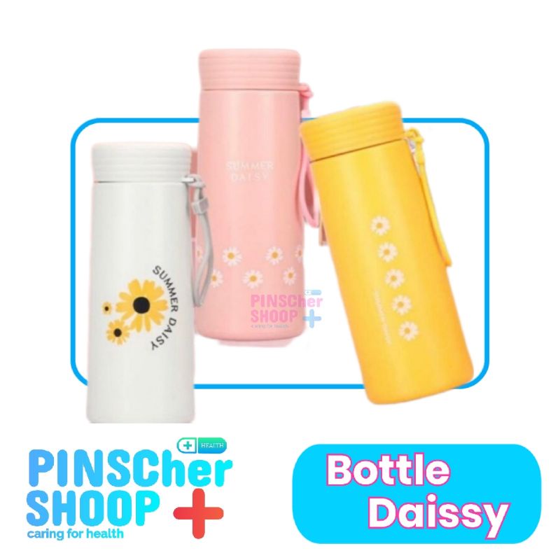 Botol Minum Kaca Tumbler Bottle Minum 400 Ml Seri Daisy Summer Plus Tali