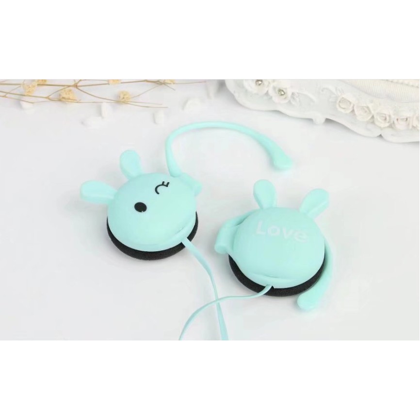 [KN-313] Headset Earphone Karakter Bentuk KEPALA KELINCI Ekspresi / Earphone Lucu Empuk RABBIT HEAD / Earphone On Ear Rabbit Lucu