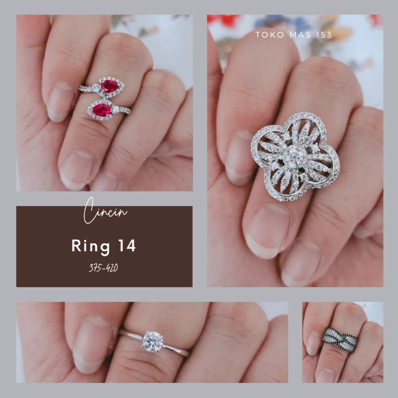 WAJIB TANYA STOK Realpic Cincin Emas Putih Asli Kadar 375 - 420 | Ring 14