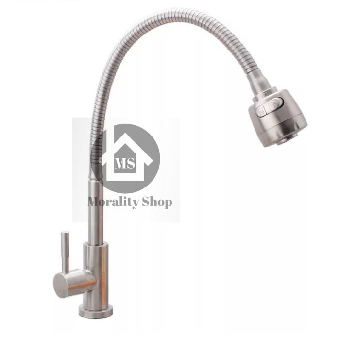 Kran Angsa Meja fleksibel stainless 304 20- Keran air sink bak cuci piring stenlis tanam B03