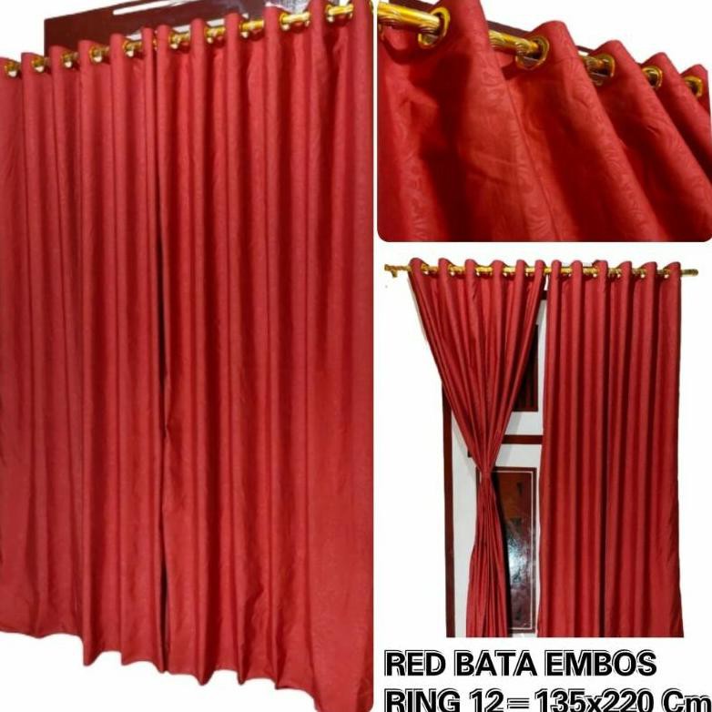 Spesial Gorden Motif Emboss Murah Elegan Model Smokring 12 Ring Banyak Pilihan Warna Menarik ukuran 135 x 220 cm