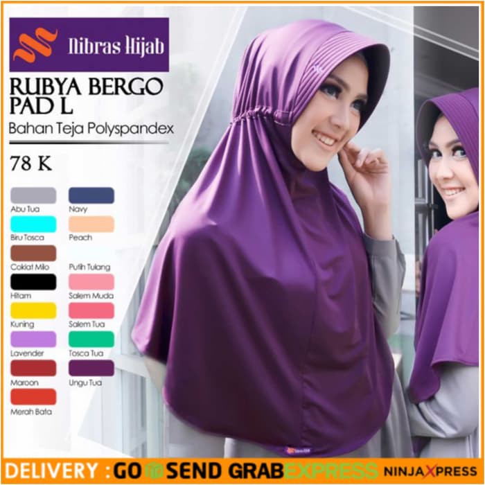 Hijab Instan Jilbab Nibras Rubya Bergo Pad L Putih Tulang Murah Muslim TBEB3315