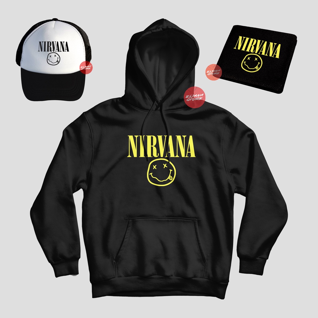 Nirvana / Topi Nirvana / Hoodie Nirvana / Dompet Nirvana / Sweater Nirvana / Paket Topi Hoodie Dompet Nirvana / Topi Band / Hoodie Band / Dompet Band