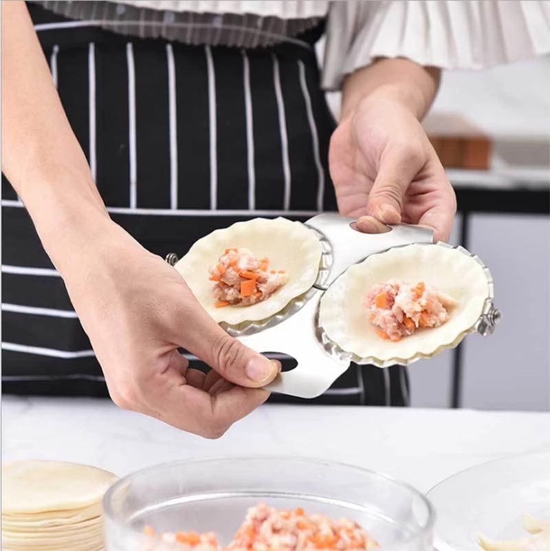 Cetakan Pembuat Pangsit Ravioli Kepala Ganda Bahan 304 Stainless Steel Untuk Dapur