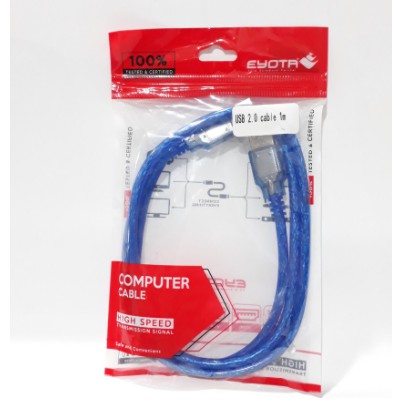 Cable Usb-A 2.0 male-male eyota 480Mbps 1m transparan - Kabel usb2.0 m-m 1 meter transparent