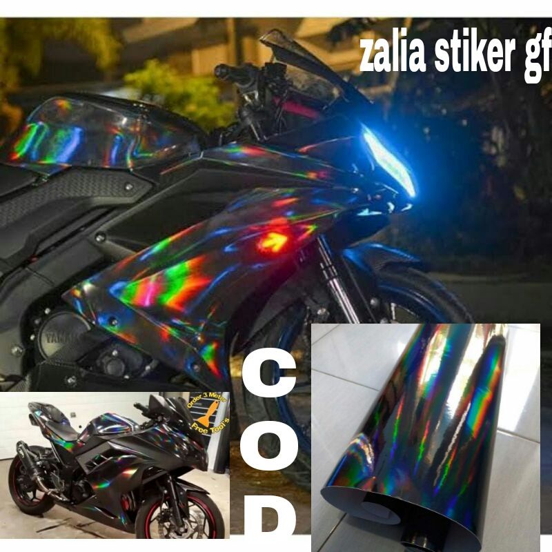 Skotlet hologram hitam stiker motor hologram