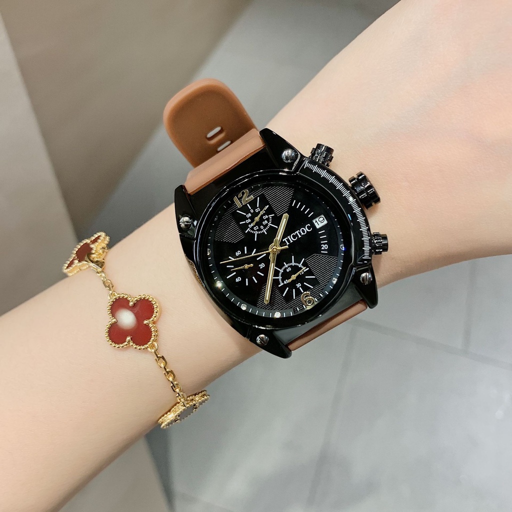 TicToc Baru Silikon WANITA Jam Netral Tiga Mata Fashion Netral Jam Tangan Wanita Trendi Grace Jam Ta