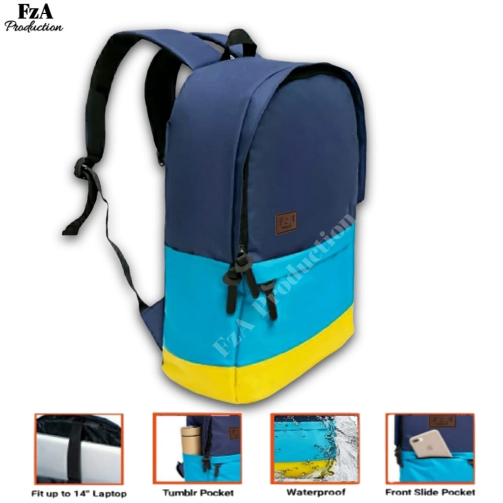 Tas Ransel Gendong Laptop Distro Sekolah Kuliah Pria Wanita Black Murah Original FzA BUY 1 GET 2