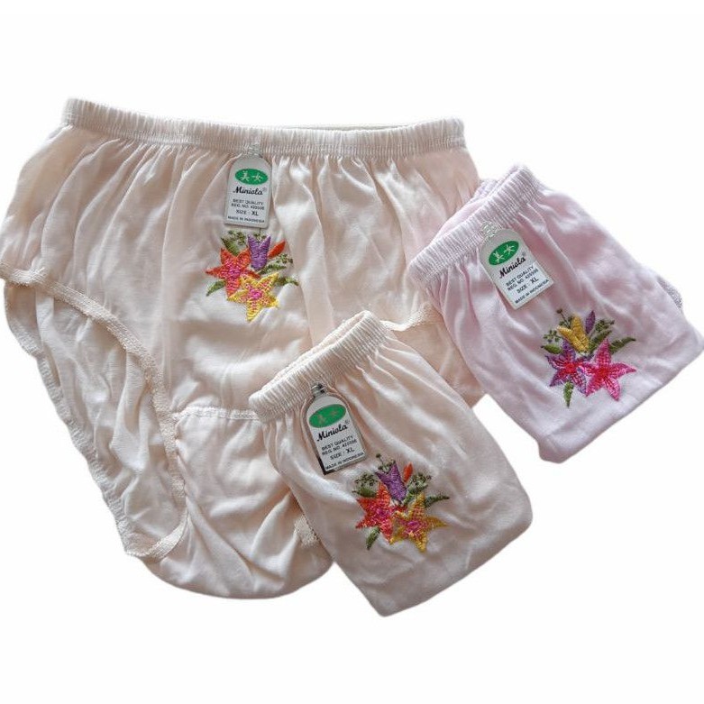 3Pcs CD Miniola Bordir Murah Karet Nyaman L-3L