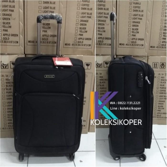 Koper Kanvas Polo Expandable Hitam Roda 4 Ukuran Bagasi 24 Inch