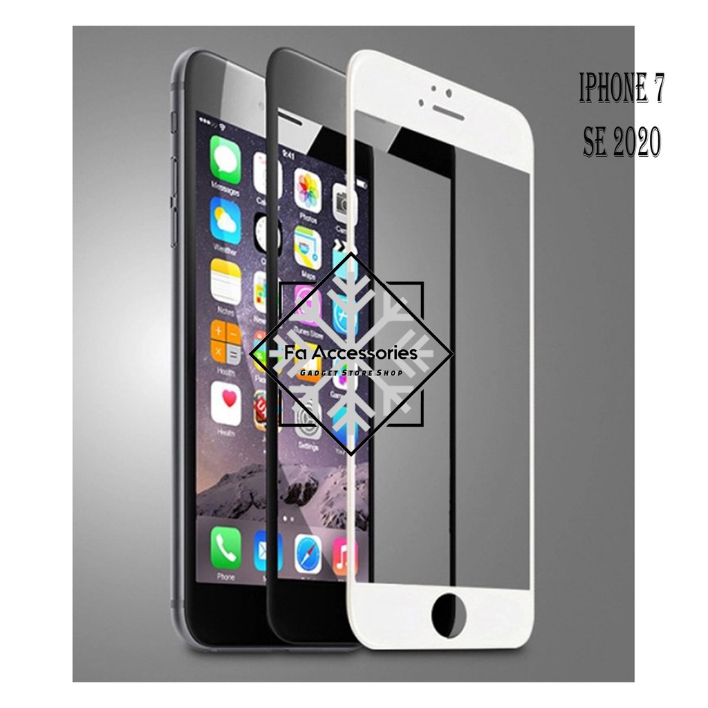 Tempered Glass 5D Full Lem Iphone 7 SE 3 5G 2020 2022 Hitam/Putih SCREEN GUARD FULL GLUE