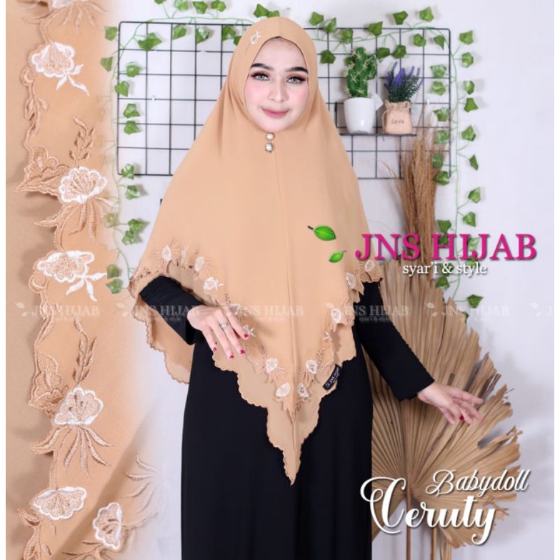 TERPOPULER Khimar Malika/Hijab Syari Jumbo Bordir Engkol/Jilbab Bordir 2 Layer/ Kerudung Syari Ori