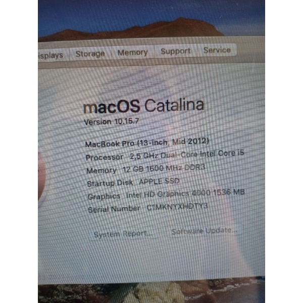 MACBOOK PRO CORE I5 RAM 12GB SSD 128GB HDD 500GB MD101 CATALINA 2012