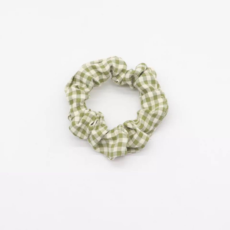 Ikat Rambut Polos Warna Warni / Women Hair Tie/ Kuncir Rambut Wanita-Hijau Kotak