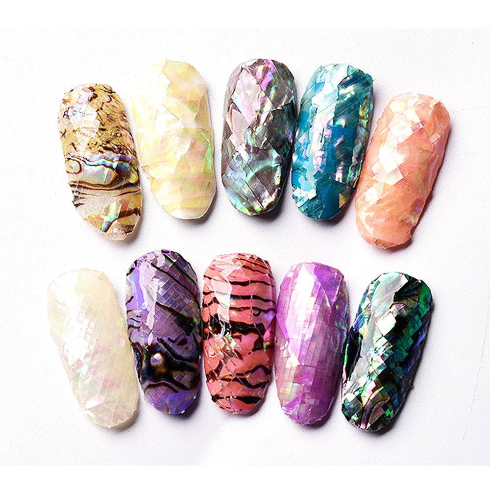 Agustin 3D Stiker Kuku Secercah 1Pc Manicure Nails Foils Abalone Shell Slice Nail Art Dekorasi