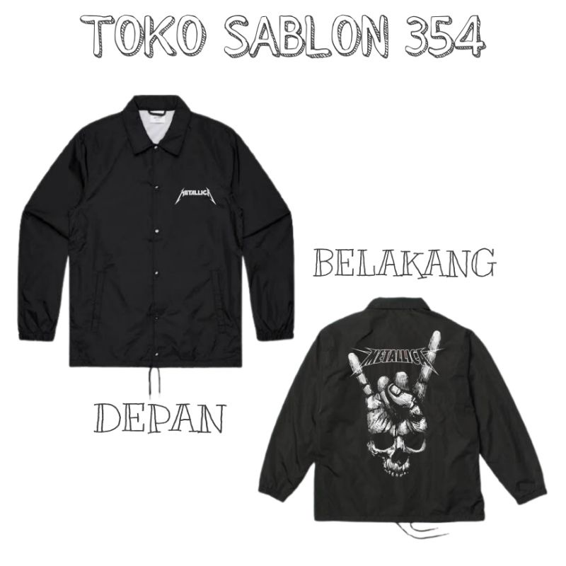Coach jaket METALLICA jacket BAND musik hardcore heavy metal thrash metal speed metal VINTAGE parasu