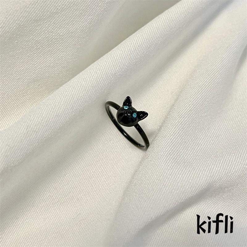 Cincin Jari Telunjuk Desain Kucing Hitam Untuk Wanita