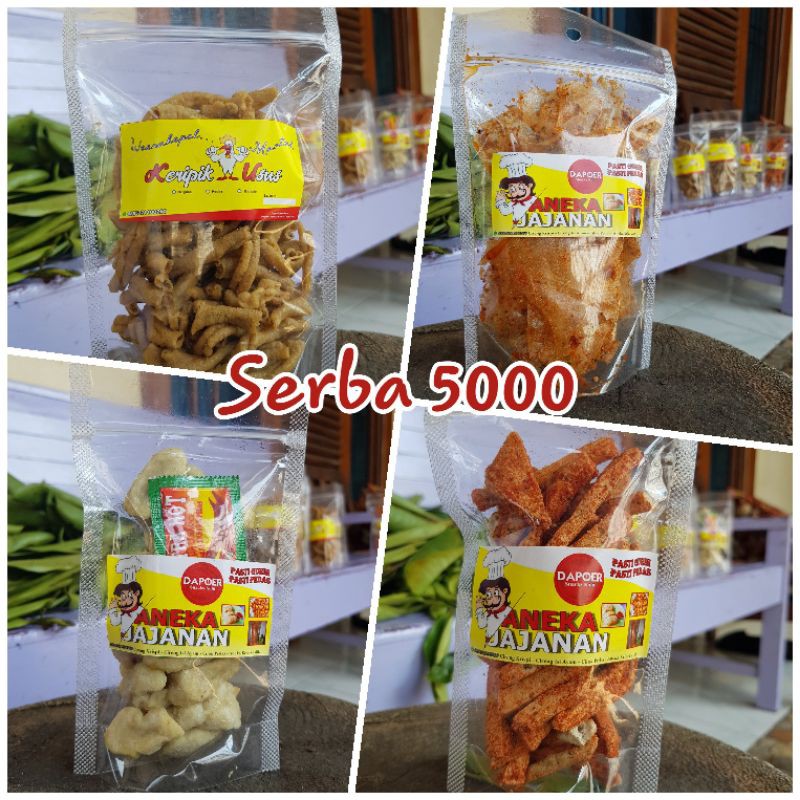 

Jajanan Kering / Serba 5000 / Kripik Usus / Kripik Kaca / Basreng