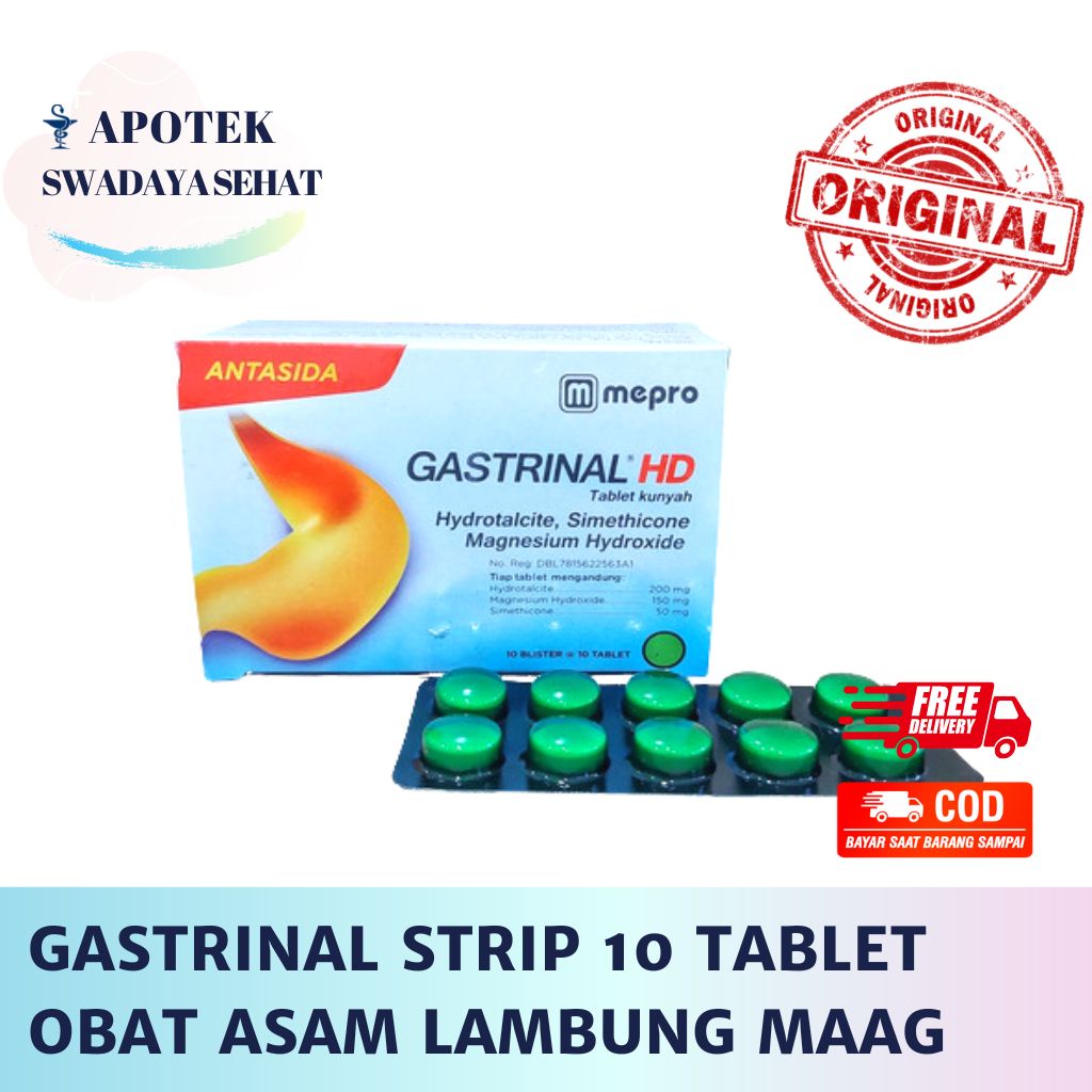 GASTRINAL HD Strip 10 Tablet - Obat Asam Lambung Maag Kembung Nyeri Perut