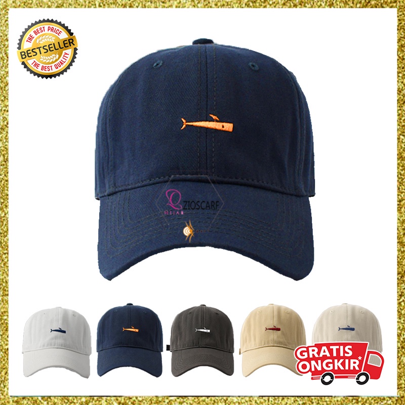 Topi Baseball Pria Wanita Dewasa Bordir Ikan Paus Bahan Katun Outdoor Sport Casual Cap fashion style korea TTY