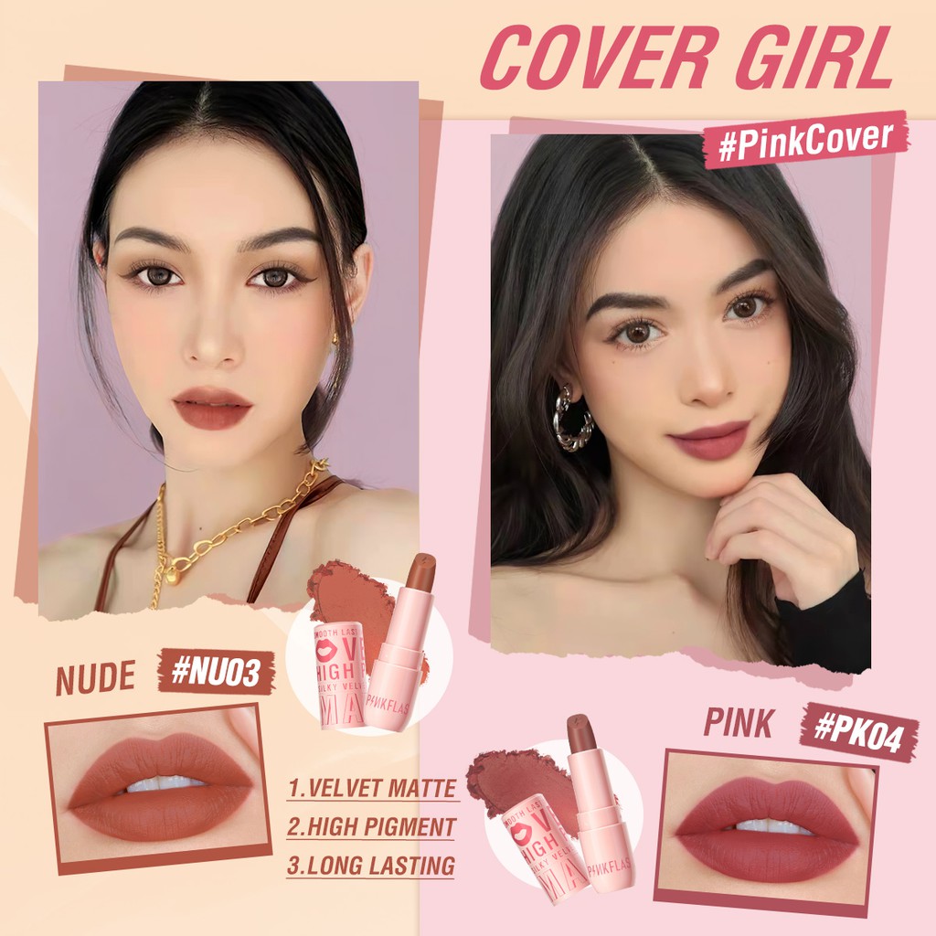 PINKFLASH PinkCover Cover Girl High Pigment Lasting Silky Soft Smooth Creamy Not Dry Velvet Matte Cream Lipstick