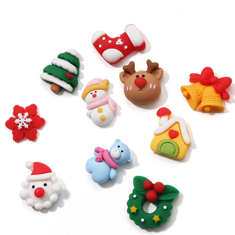 Zzz Ornamen 3D Bentuk Snowflake / Kaos Kaki / Santa Claus / Pohon Natal Bahan Resin Untuk Dekorasi Nail Art