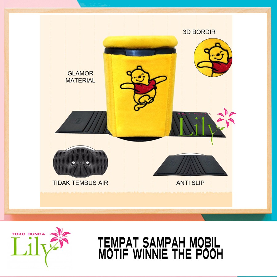 Tempat Sampah Mobil Motif Winnie The Pooh-Aksesoris Mobil Wnnie The Pooh