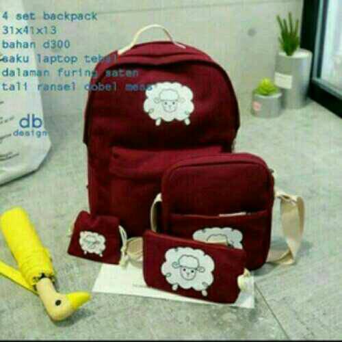 Promo tas sekolah ransel set 4 grosir tas sepatu wanita murah Diskon
